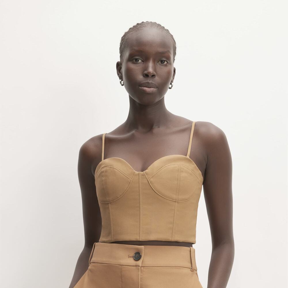 Everlane The Structured Cotton Bustier Brown Base - Size 14
